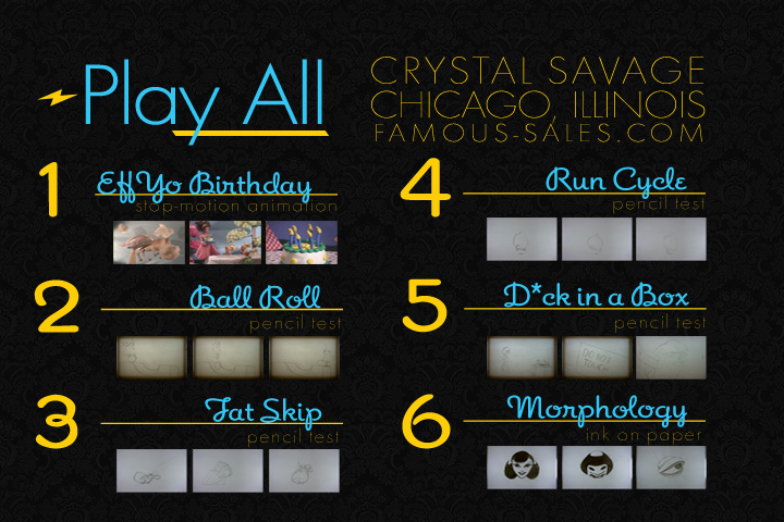 Crystal's DVD menu Crystal's DVD portfolio in Flash.